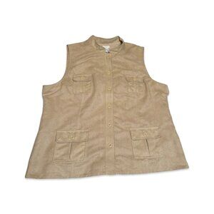 NWT Chico's Faux Suede Safari Inspired Button up Vest - Sand - Chico's Size 4